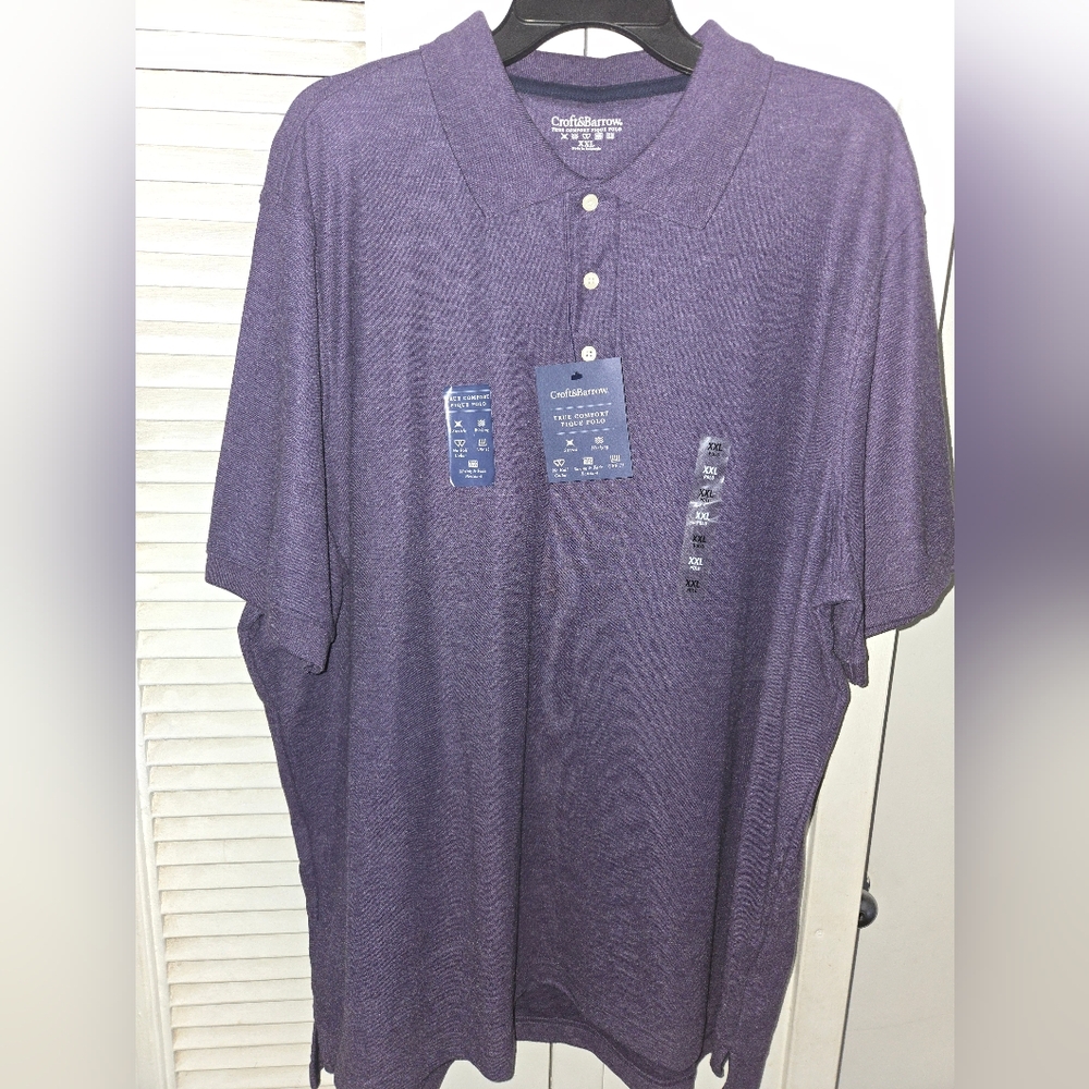 Croft & Barrow True Comfort Pique Polo Purple Men's Size XXL - NWT